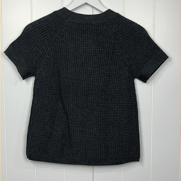 Banana Republic Womens Cardigan S Gray Double Breasted Crop Waffle Knit Boxy EUC - Picture 9 of 12